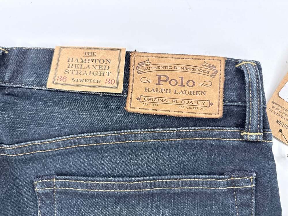 NWT Polo Ralph Lauren The Hampton Relaxed Straight Size 36x30 Blue Jeans